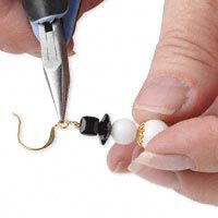 Pliers adding earring hook to wire loop